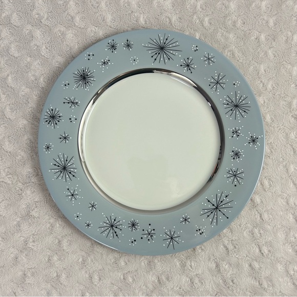 Fine Arts China Romance of the Stars Dinner Plate Gray Black MCM Starbursts